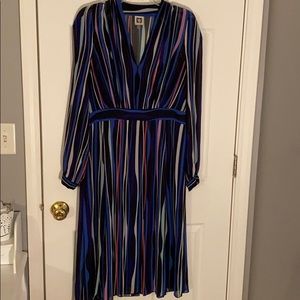 A midi length evening or special occasion dress